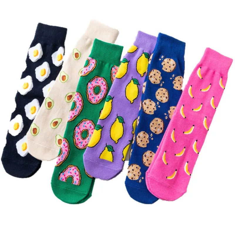 🍓 Funny Feet - Meias Com Estampas Divertidas Cartoon de Frutas e Doces