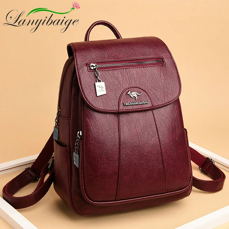 Mochila Feminina Casual em Couro - LuxeVintage Leather Pack