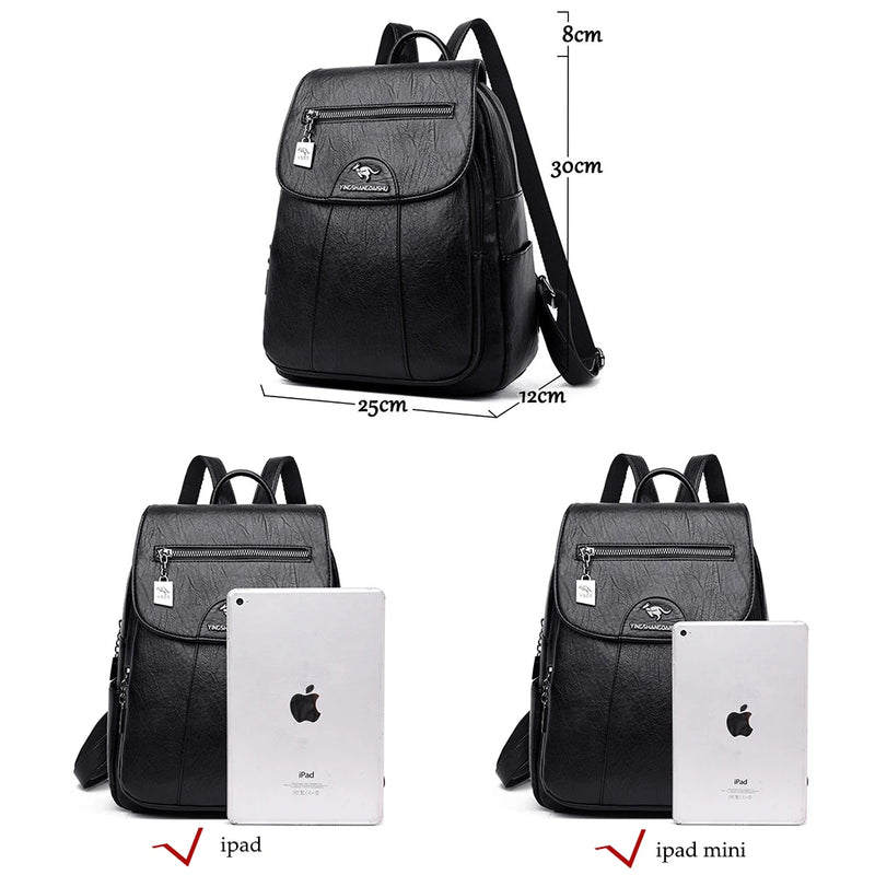 Mochila Feminina Casual em Couro - LuxeVintage Leather Pack