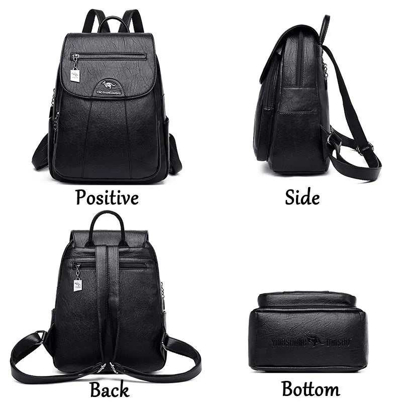 Mochila Feminina Casual em Couro - LuxeVintage Leather Pack