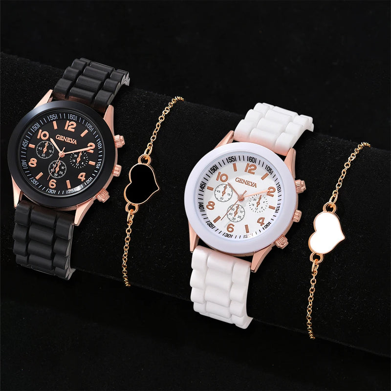 Conjunto de Relógios Casuais e Elegantes para Casais - DuoElegance Timepieces