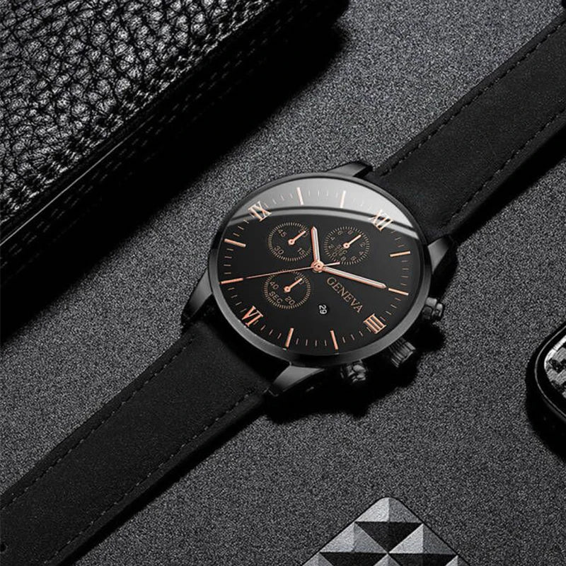 Relógio Casual com Pulseira de Couro e Calendário - ClassicTime Men’s Watch