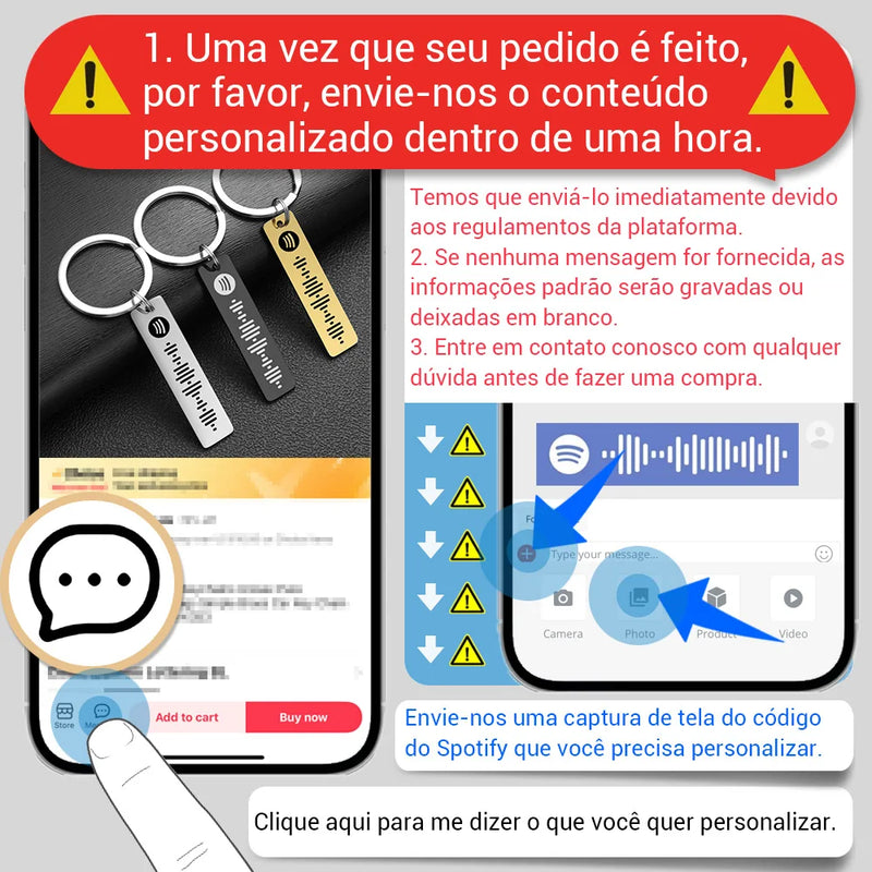 Chaveiro Personalizado com Código Spotify - Presente Especial para Casais e Amigos