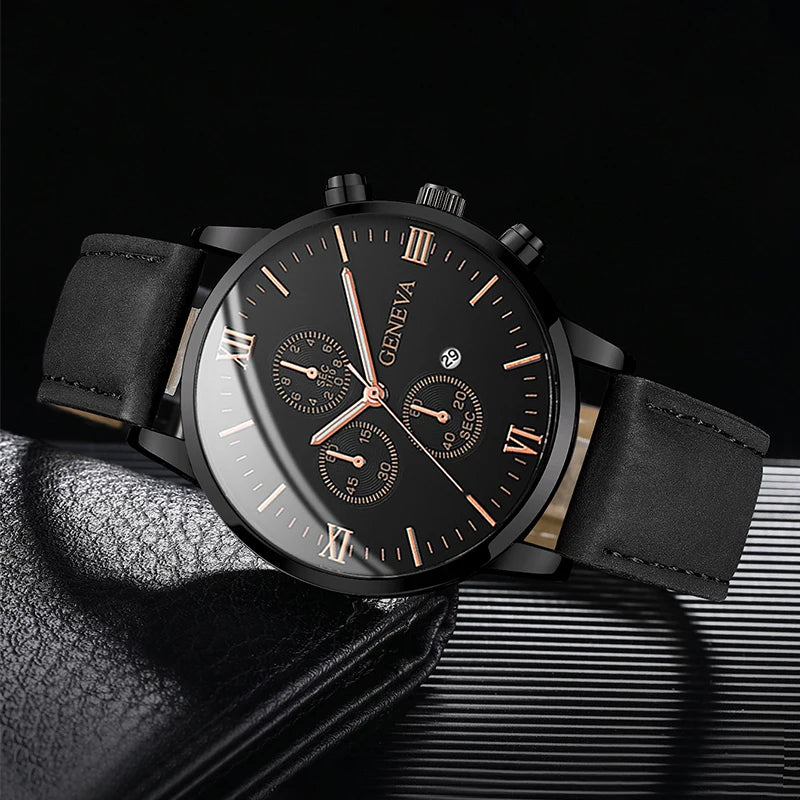 Relógio Casual com Pulseira de Couro e Calendário - ClassicTime Men’s Watch